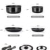 8 Piece, with 2 Removable Handles and 2 Lids, Induction Kitchen Cookware Set for