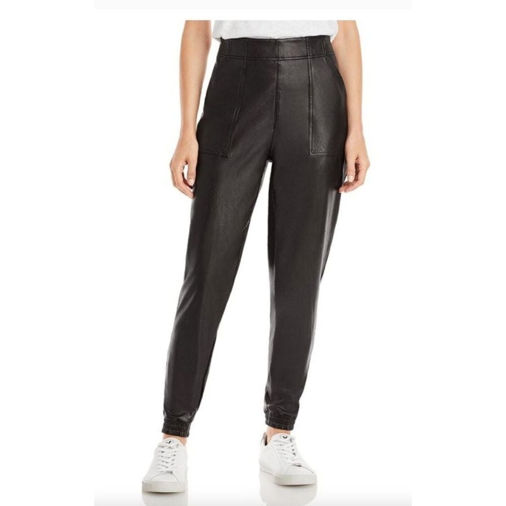 Spanx Women's Faux Leather Like Jogger Black High Rise , Size L