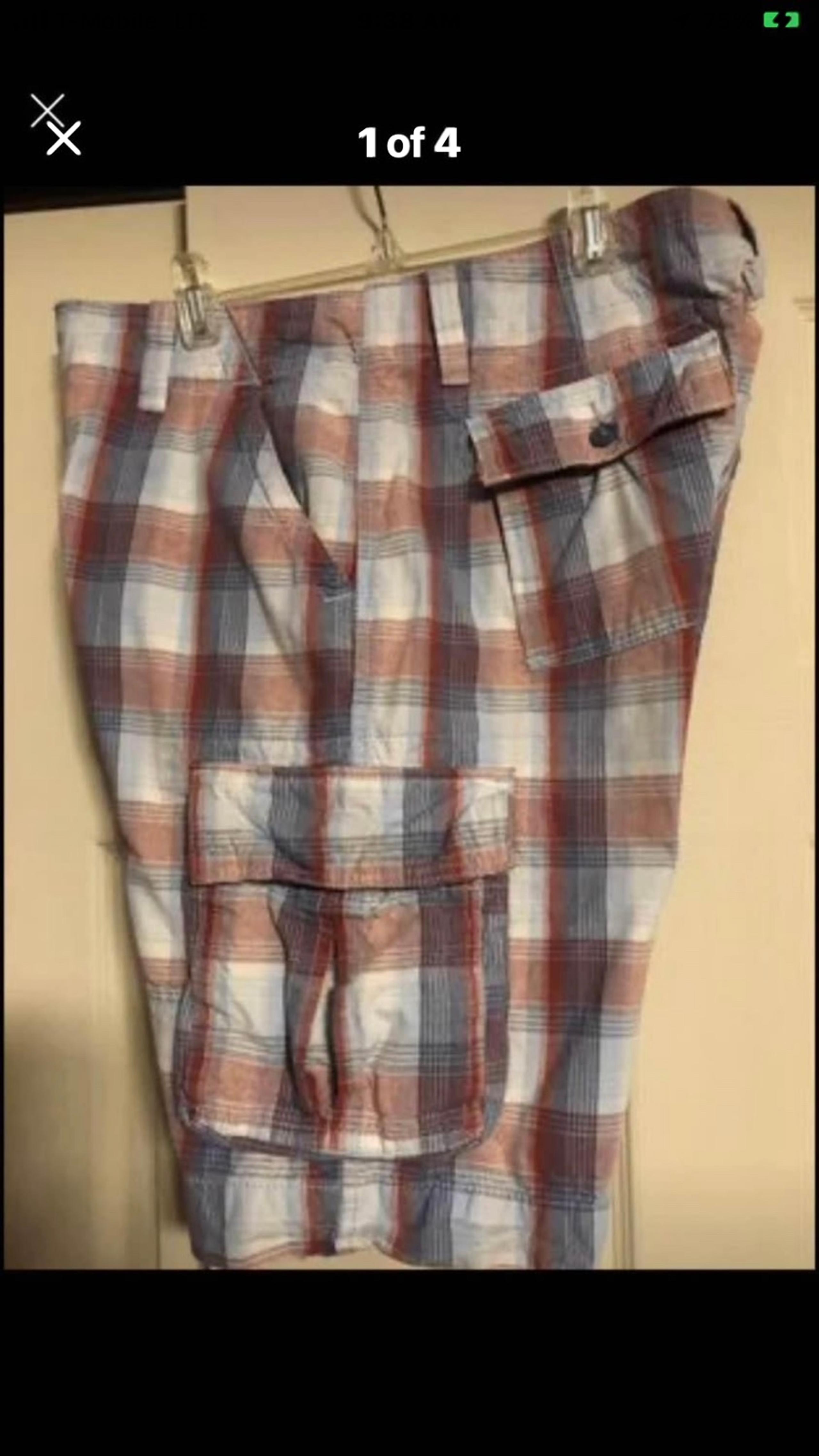MOSSIMO SUPPLY CO Men’s Size 32 CARGO SHORTS, 11” Inseam, Plaid, Cotton