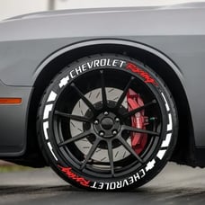 Chevrolet Racing Permanent Tire Lettering Stickers + White stripe 1.25 Letters