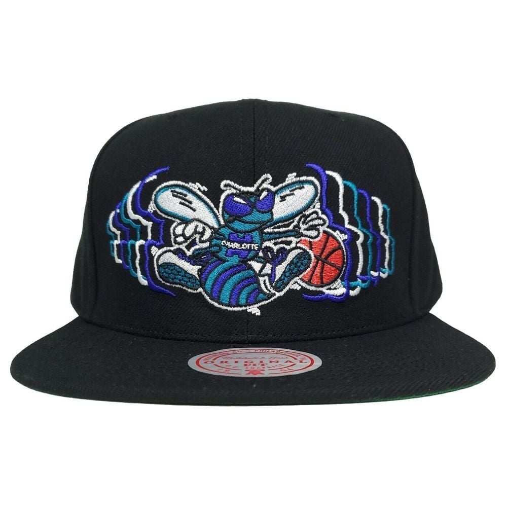 Charlotte Hornets Mitchell & Ness Snapback Cap Hat Echo Vibes Logo Black NWT