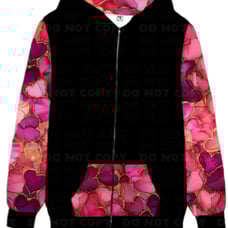Alcohol Ink Hearts Zip-Up Hoodie 1X