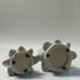 Vintage Ceramic Snow Covered Tealight White Gold Christmas Trees Set / Pair.