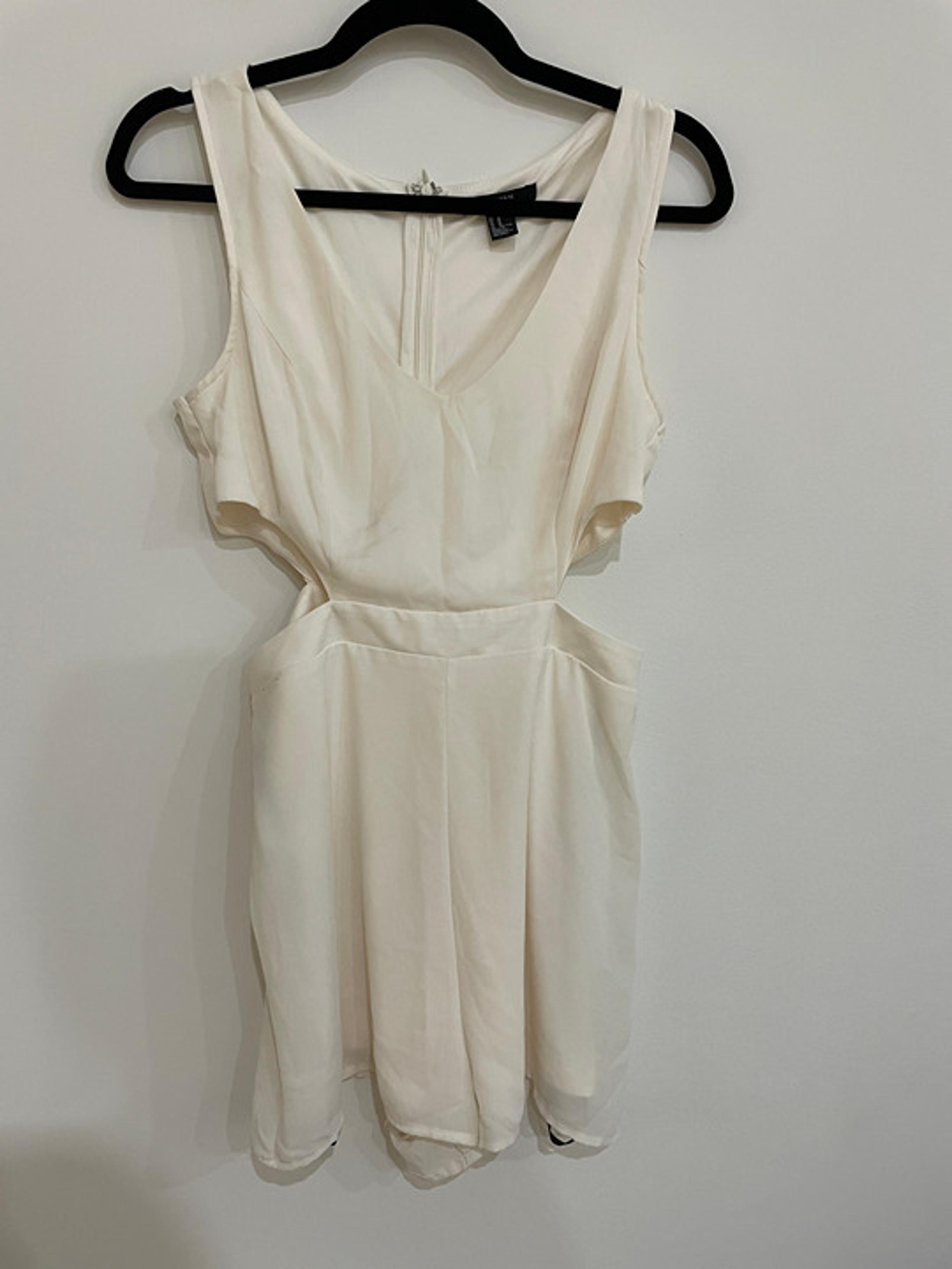 Forever 21 Ivory Romper with Cutouts Size Medium | Back Zipper