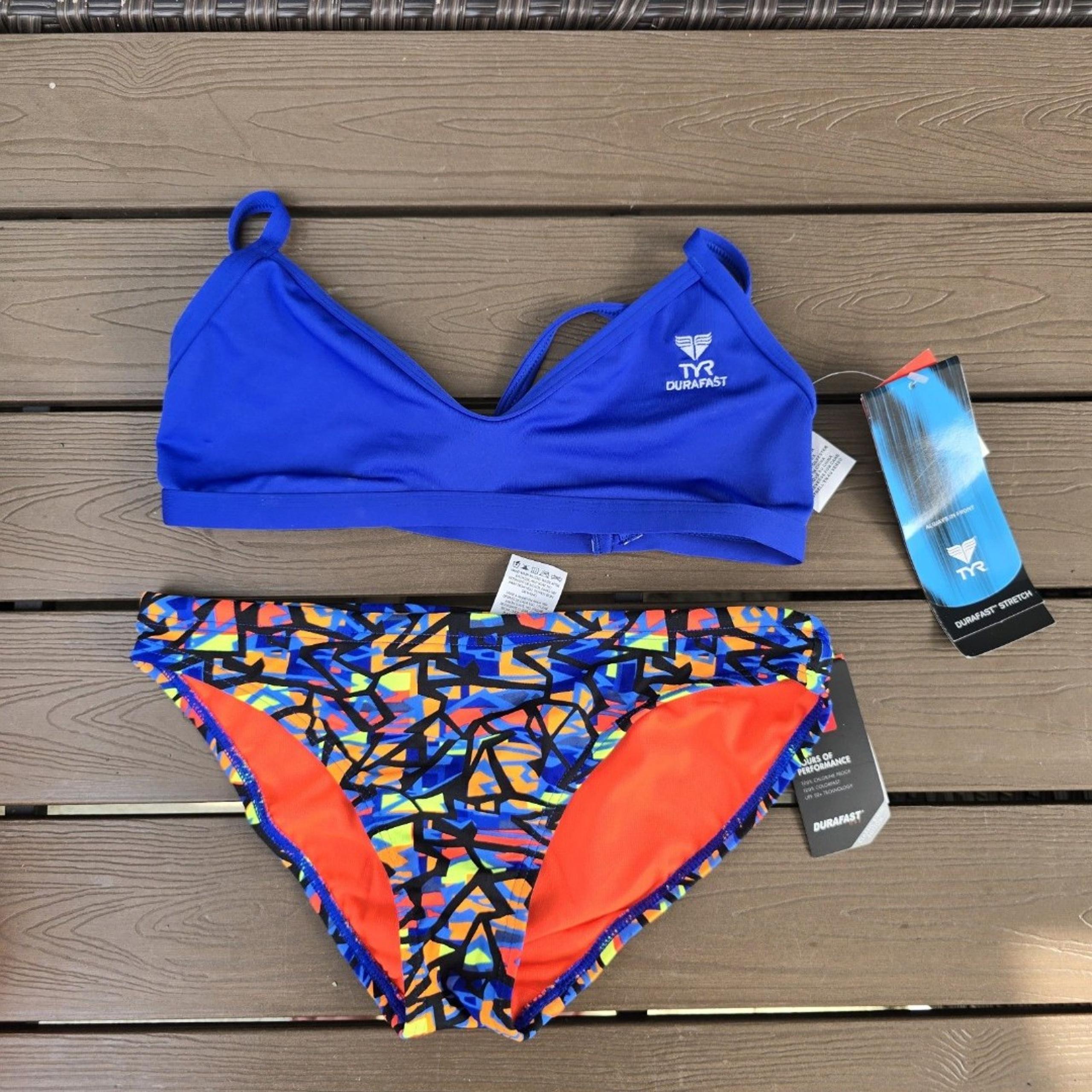 TYR Women's Solid Royal Ringback Top & Costa Mesa Bikini Bottom Sz S New