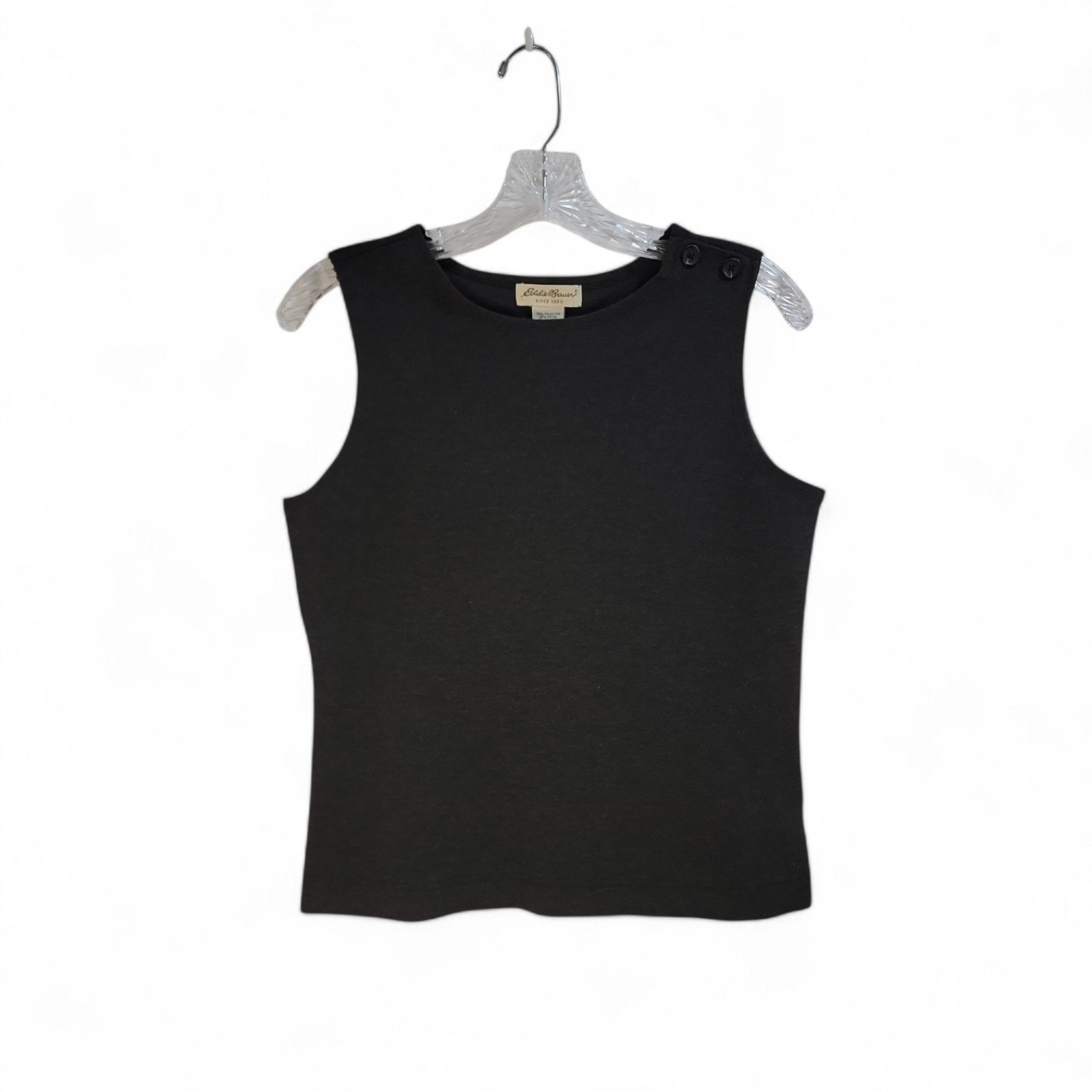 Eddie Bauer Sleeveless Black Knit Top Shoulder Button Detail Women's XS
