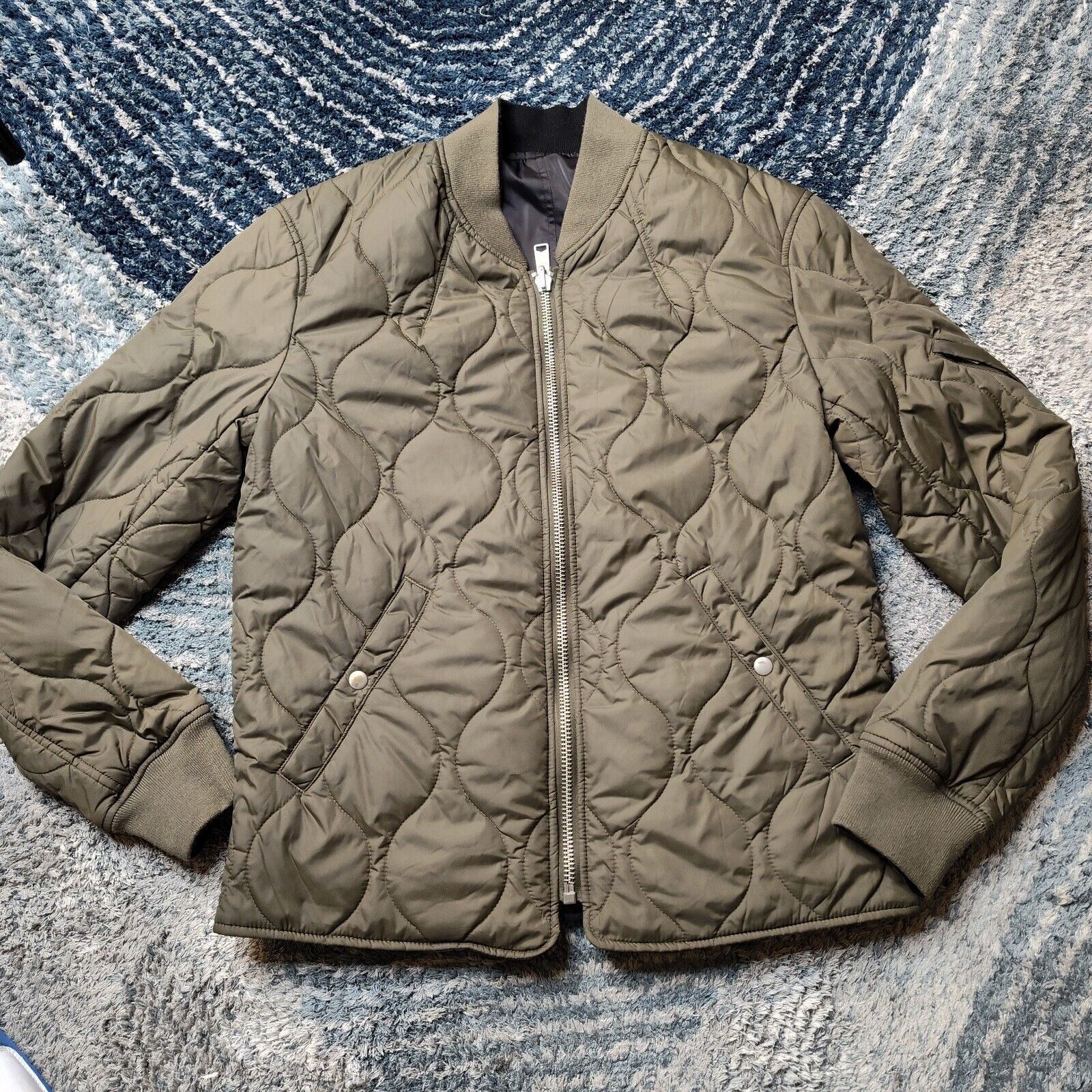 AllSaints Caldy Reversible Bomber Jacket Green Black Men's Sz Small