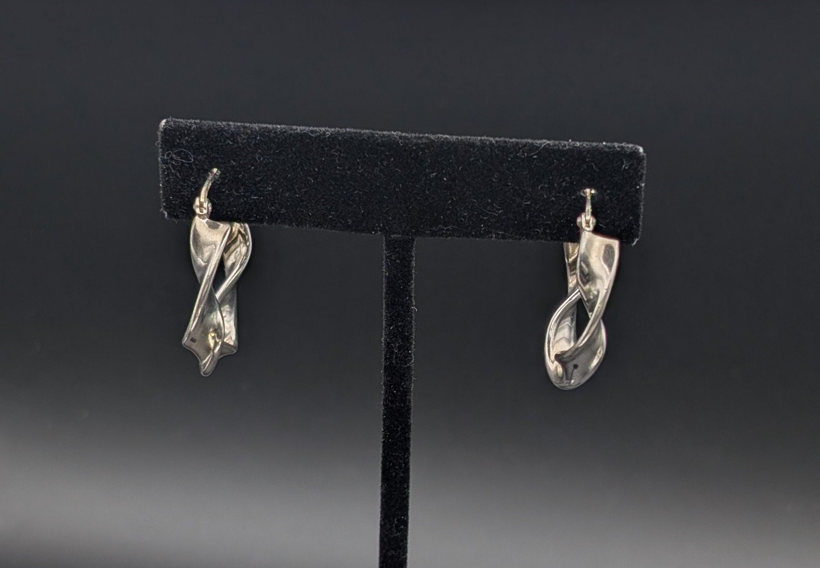Sterling Silver Twisted Ribbon Hoop Earrings
