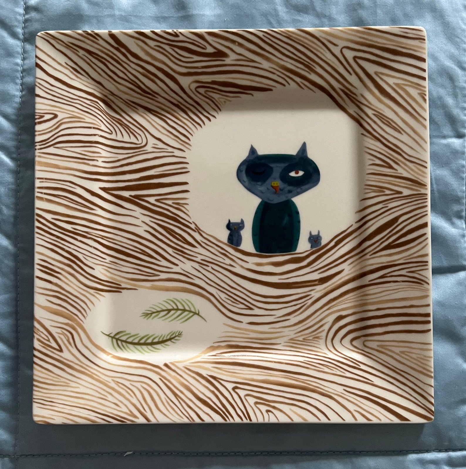 Vintage Fishs Eddy square plate cat motif by Jessie Hartland signed artist.