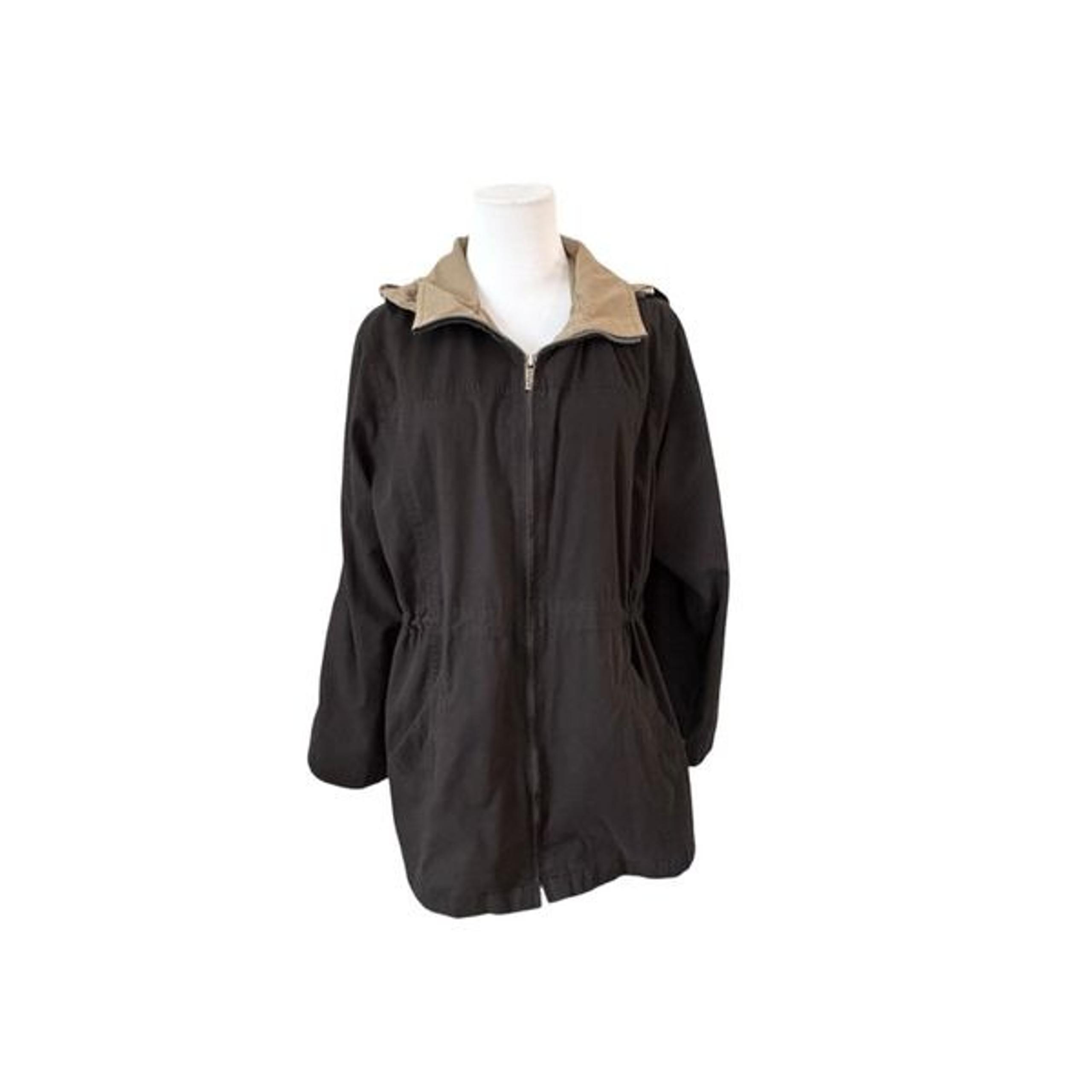London Fog Removable Hood Black Long Rain Coat sz MEDIUM Outdoor Outerwear