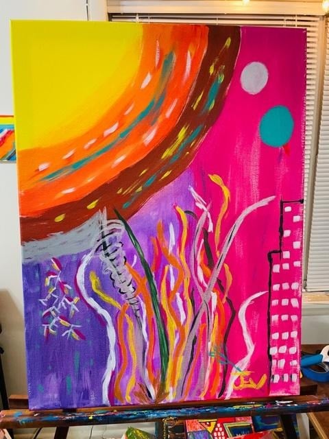 Abstract Original Acrylic Painting 24x18 Canvas Painted By Myself Non-varnished