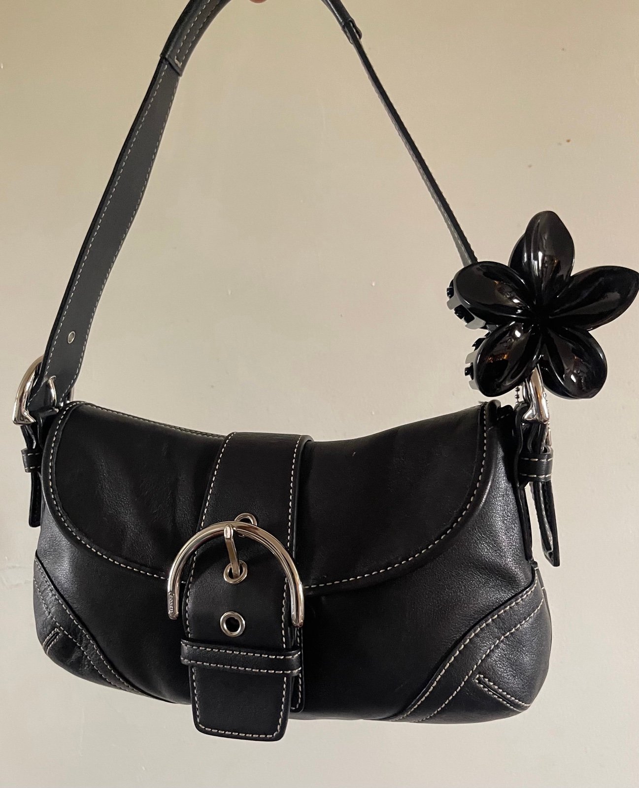 Black Coach Soho Signature Flap Shoulder Bag
