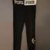 VS PINK YOGA LEGGINGS BLACK WHITE COLORBLOCK DOG PUP CREST BLING LOGO HTF MEDIUM
