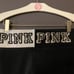 VS PINK YOGA LEGGINGS BLACK WHITE COLORBLOCK DOG PUP CREST BLING LOGO HTF MEDIUM