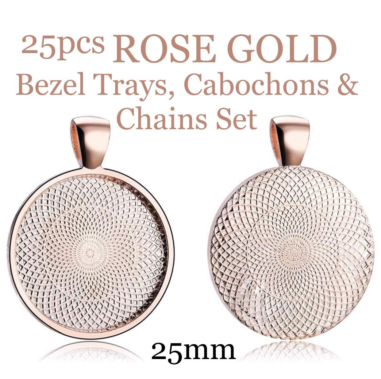 25pc  Rose Gold Cabochons Necklace Set