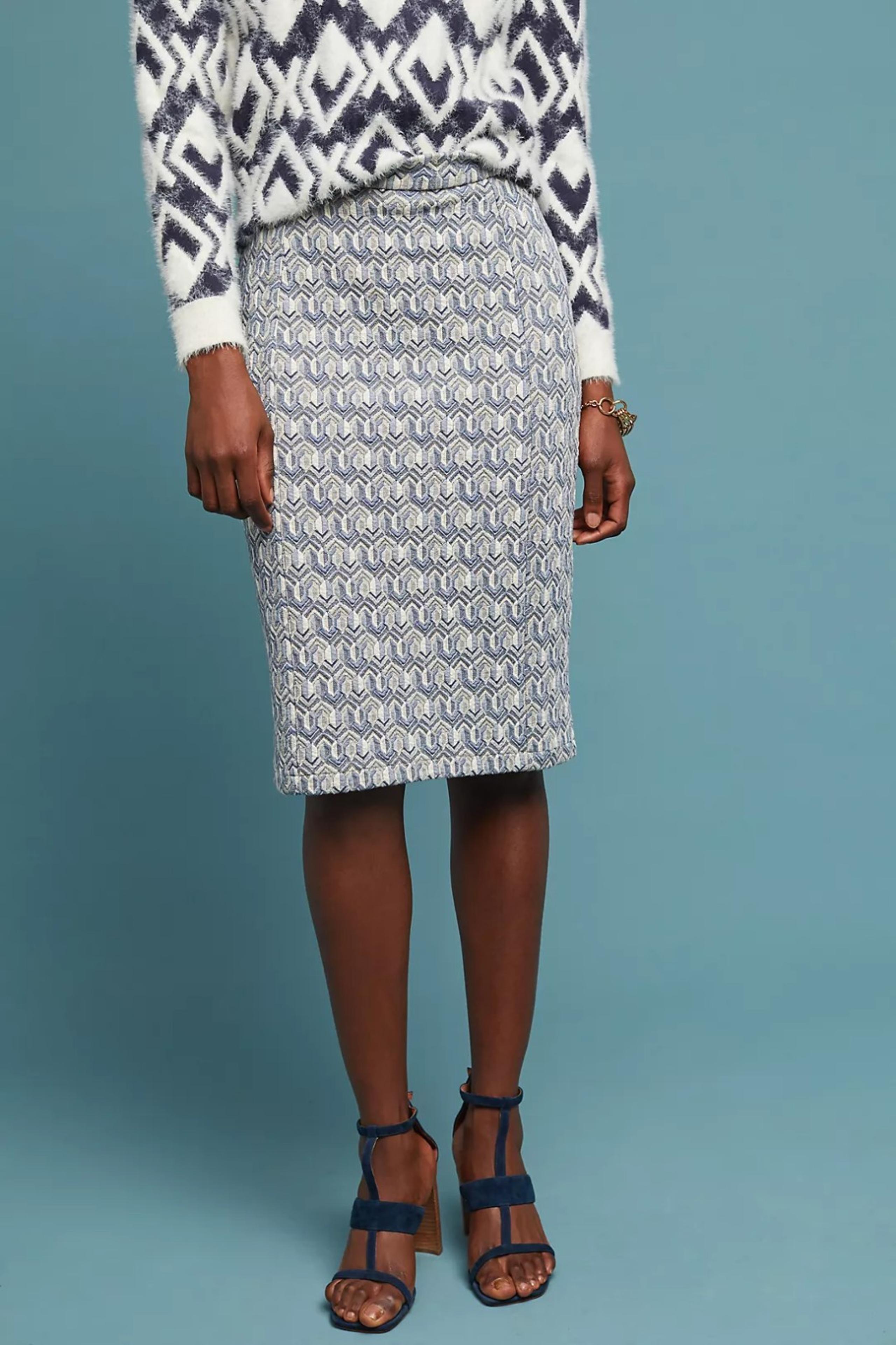 Anthropologie Maeve Emmy Textured Metallic Pencil Skirt