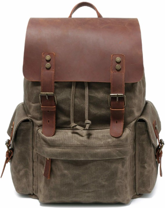 Canvas Laptop Leather Waxed Waterproof Backpack