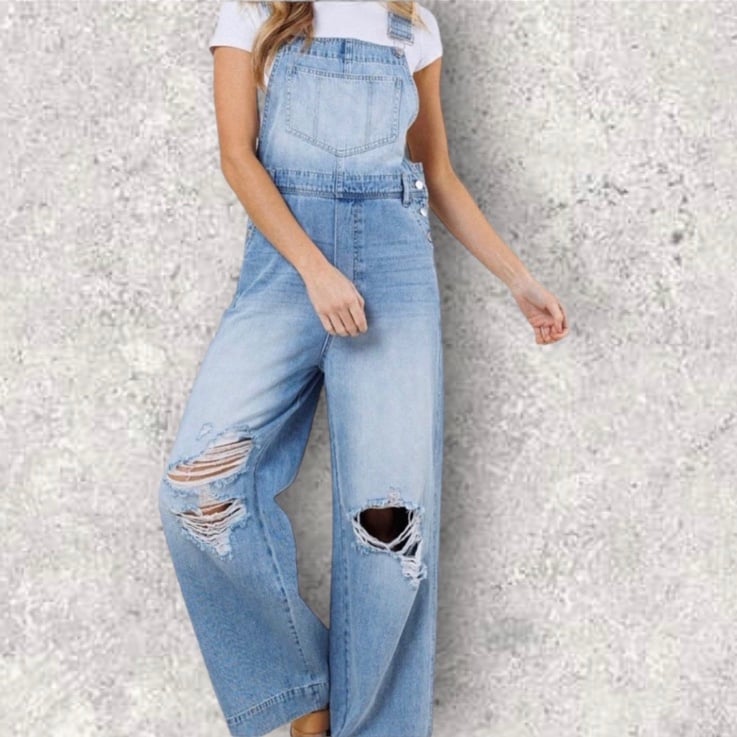 NWT Utility Vintage Wash Wide Leg Overalls Size Small Vibrant MIU