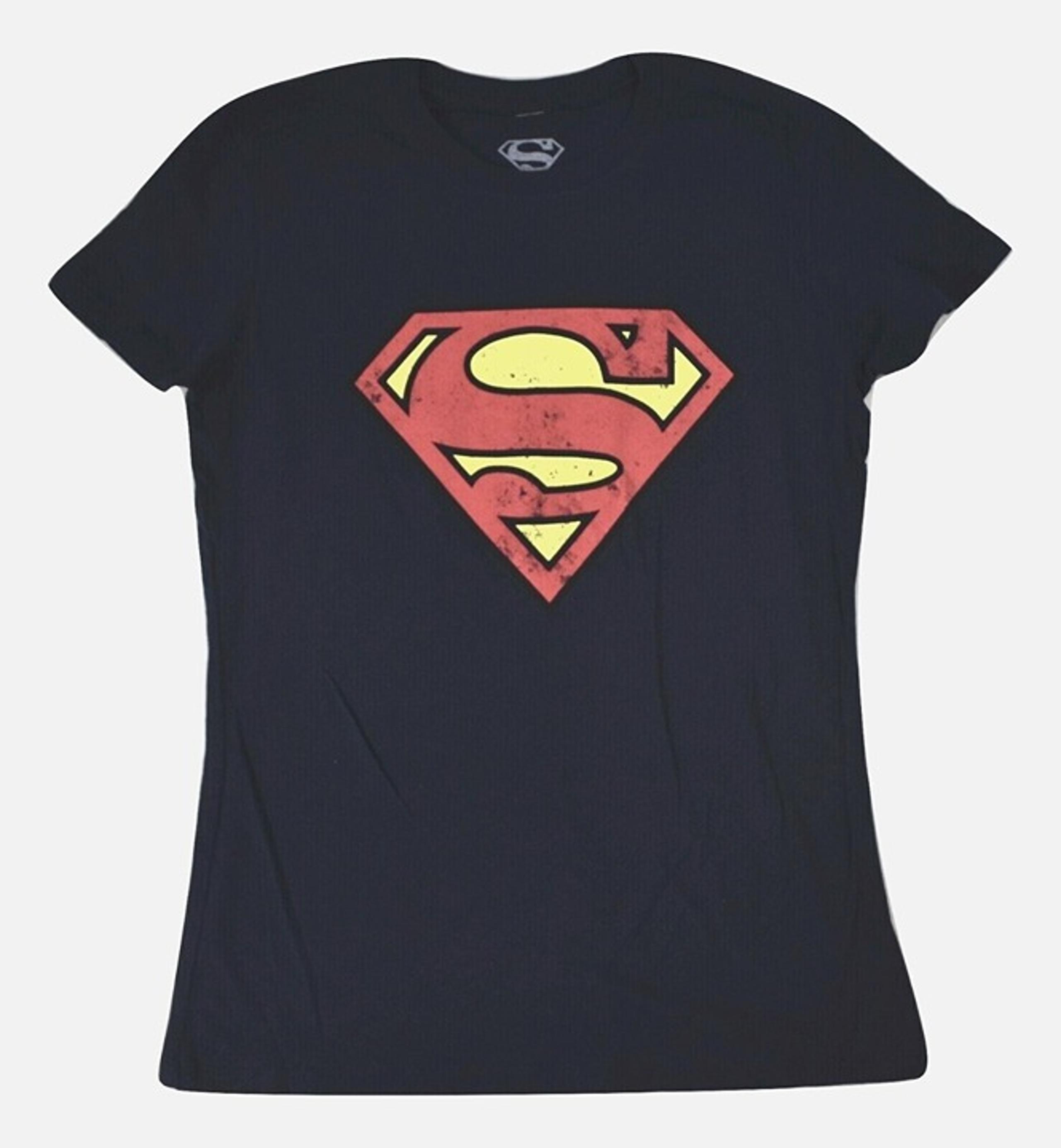 Superman Juniors Classic Superman Logo Navy Blue Shirt New Medium