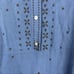 NEW Wrap London Blue Embroidered Boho Linen Blend 3/4 Sleeve Midi Dress Size 2