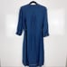 NEW Wrap London Blue Embroidered Boho Linen Blend 3/4 Sleeve Midi Dress Size 2