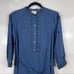 NEW Wrap London Blue Embroidered Boho Linen Blend 3/4 Sleeve Midi Dress Size 2