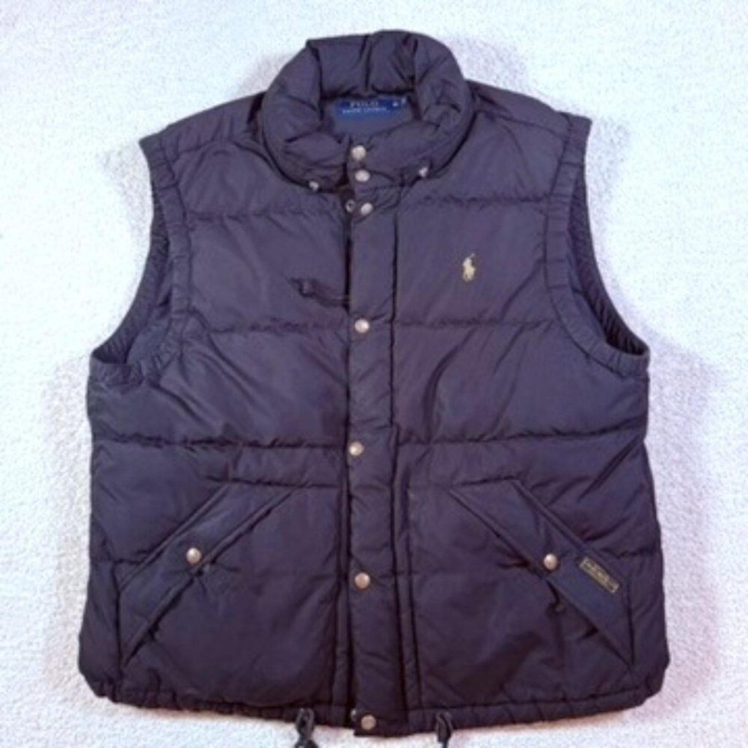 VTG Polo Ralph Lauren Mens Down Puffer Vest Jacket Black Y2K Classic Comfy Sz XL