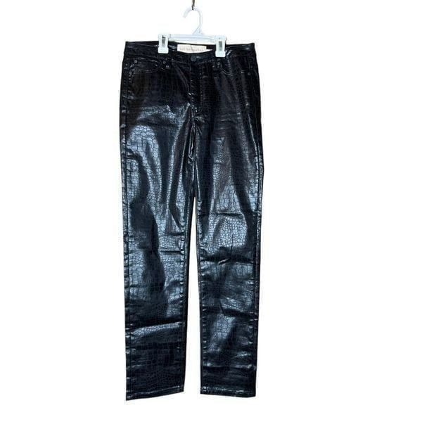 Soft Surroundings Perfect Ponte Printed Faux Leather Straight Leg Pant Size 4
