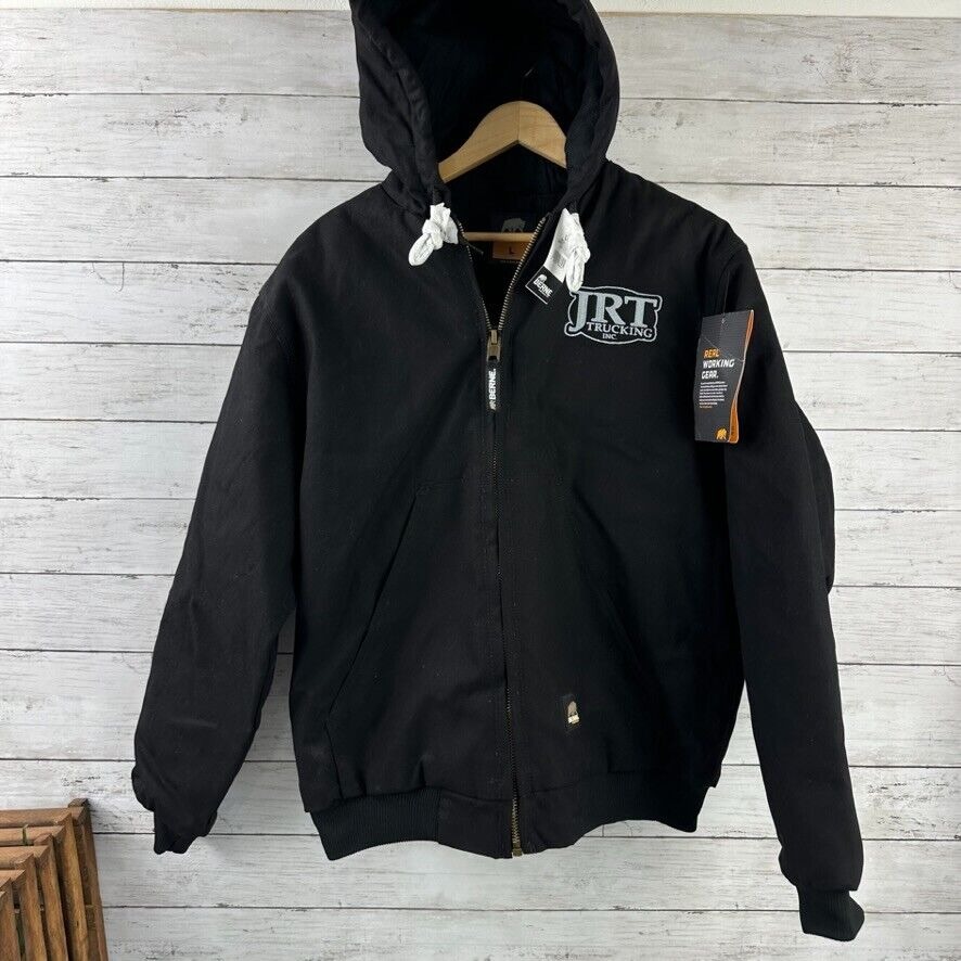 Berne Men's Hooded Jacket Black HJ51BK Size Large Regular NWT Company logo