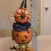Folk Art Jack o Lantern Man with Dangling Spider by Christopher Radko 12 inches