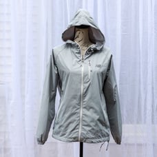 Women New Balance Size L Grey multi-pocket adjustable waist running rain jacket