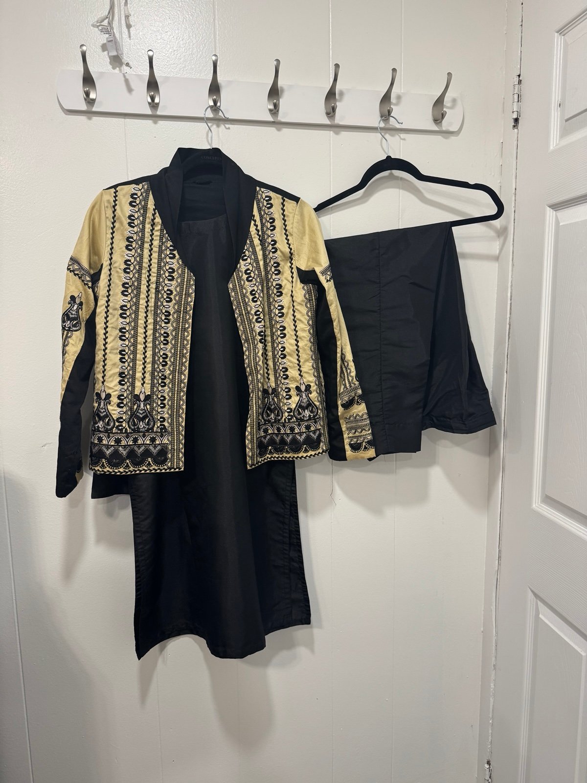 Sapphire 3 Piece Black and Gold Women's Jacket Set
