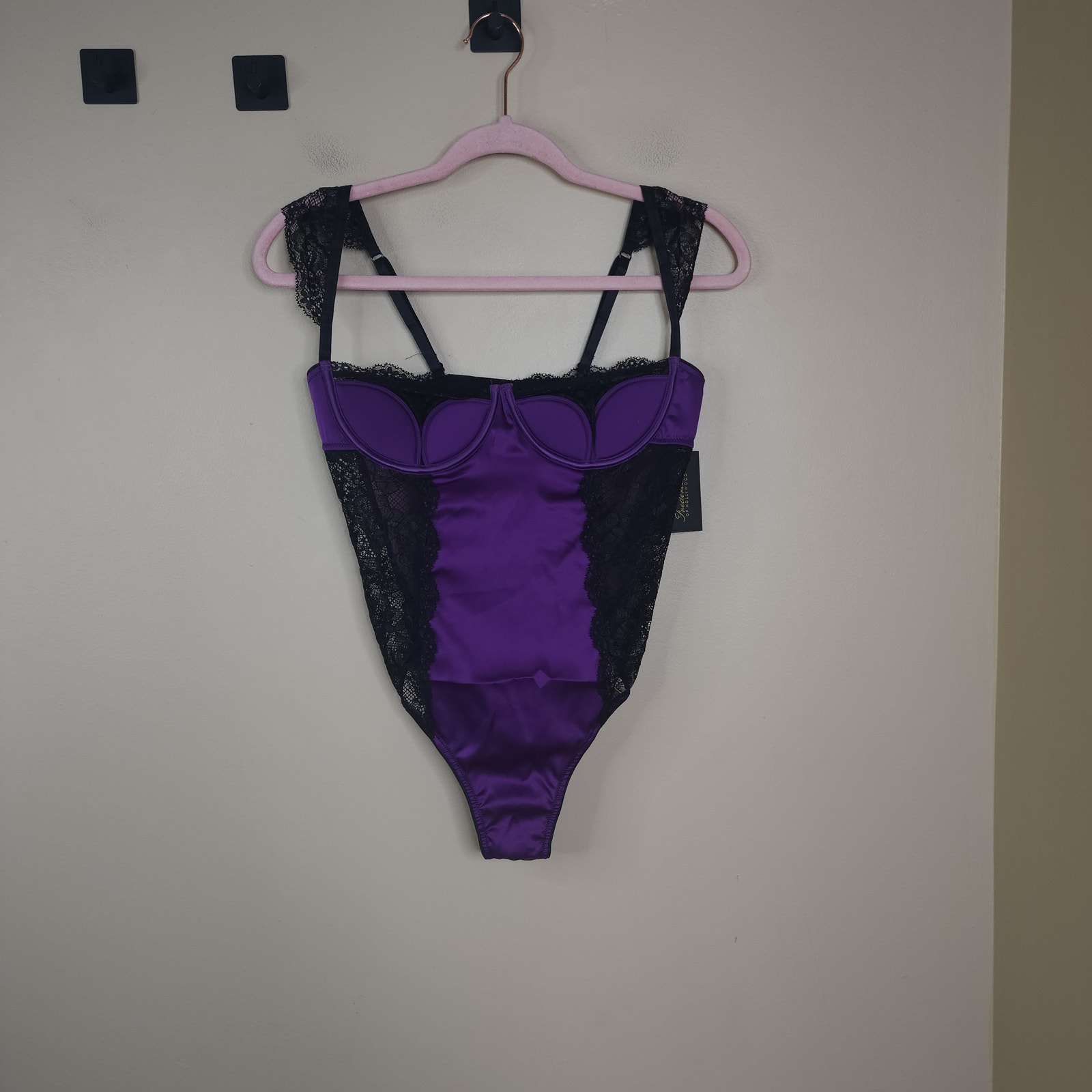 Fredericks of Hollywood Ilana Satin Lace Teddy in Purple Size M