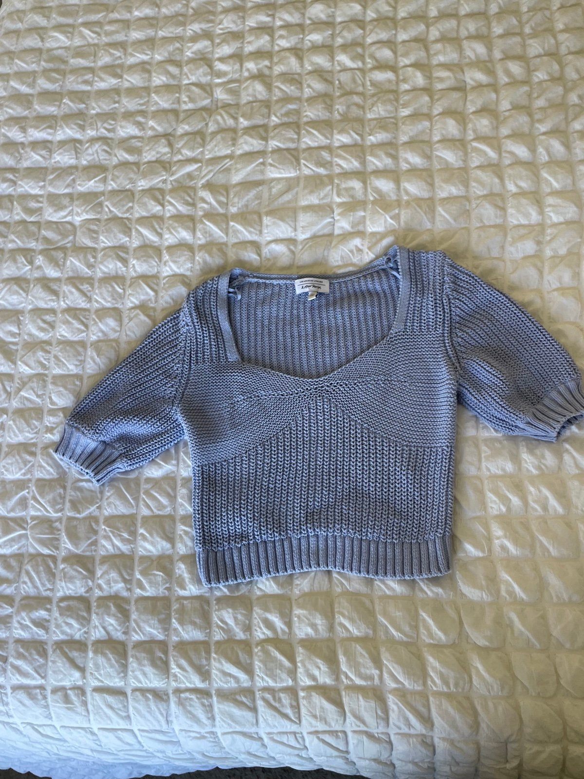 & Other Stories blue cable knit top