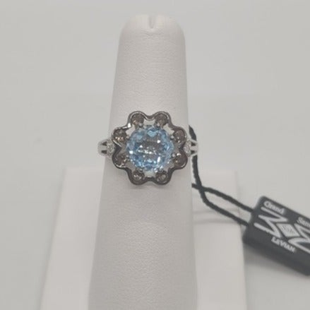 Le Vian 14k White Gold Ring with Blue Topaz and Chocolate Diamonds