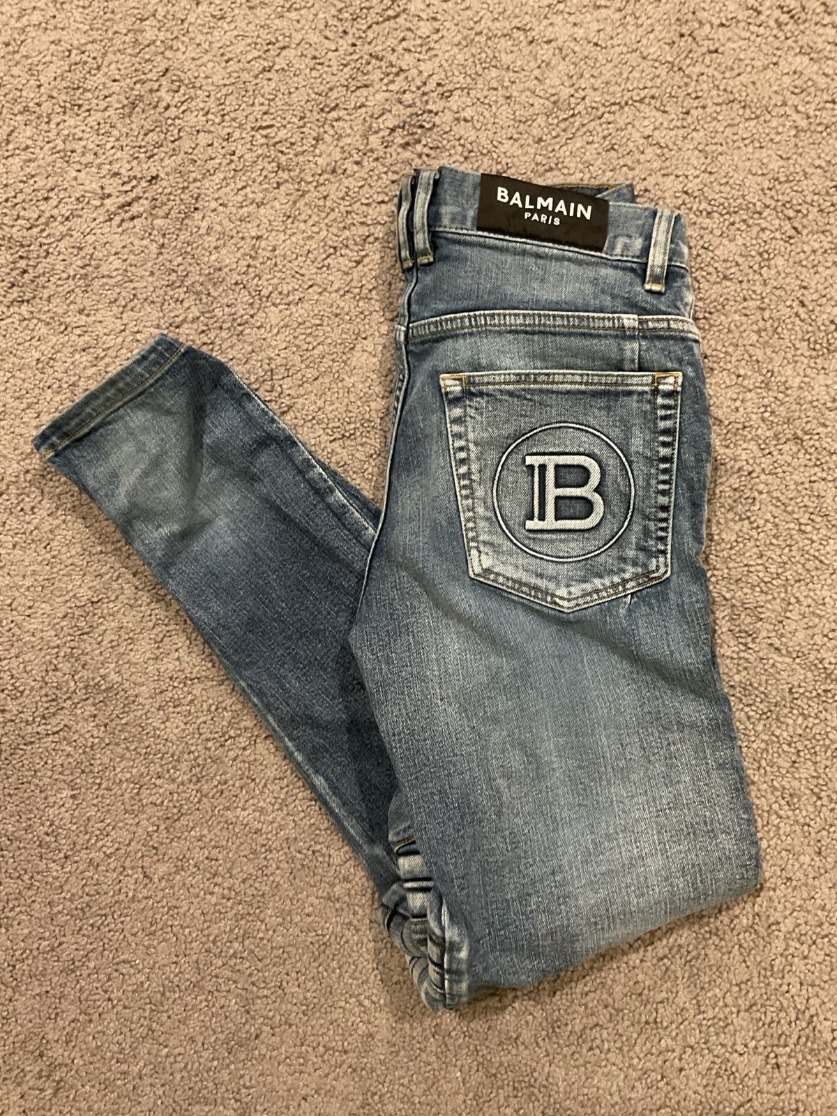 Balmain Paris Tapered MOTO Jeans Pants Vintage sz 29 Like New