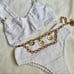 NEW Revolve Maiyo White Crochet Bikini w Gold Belt