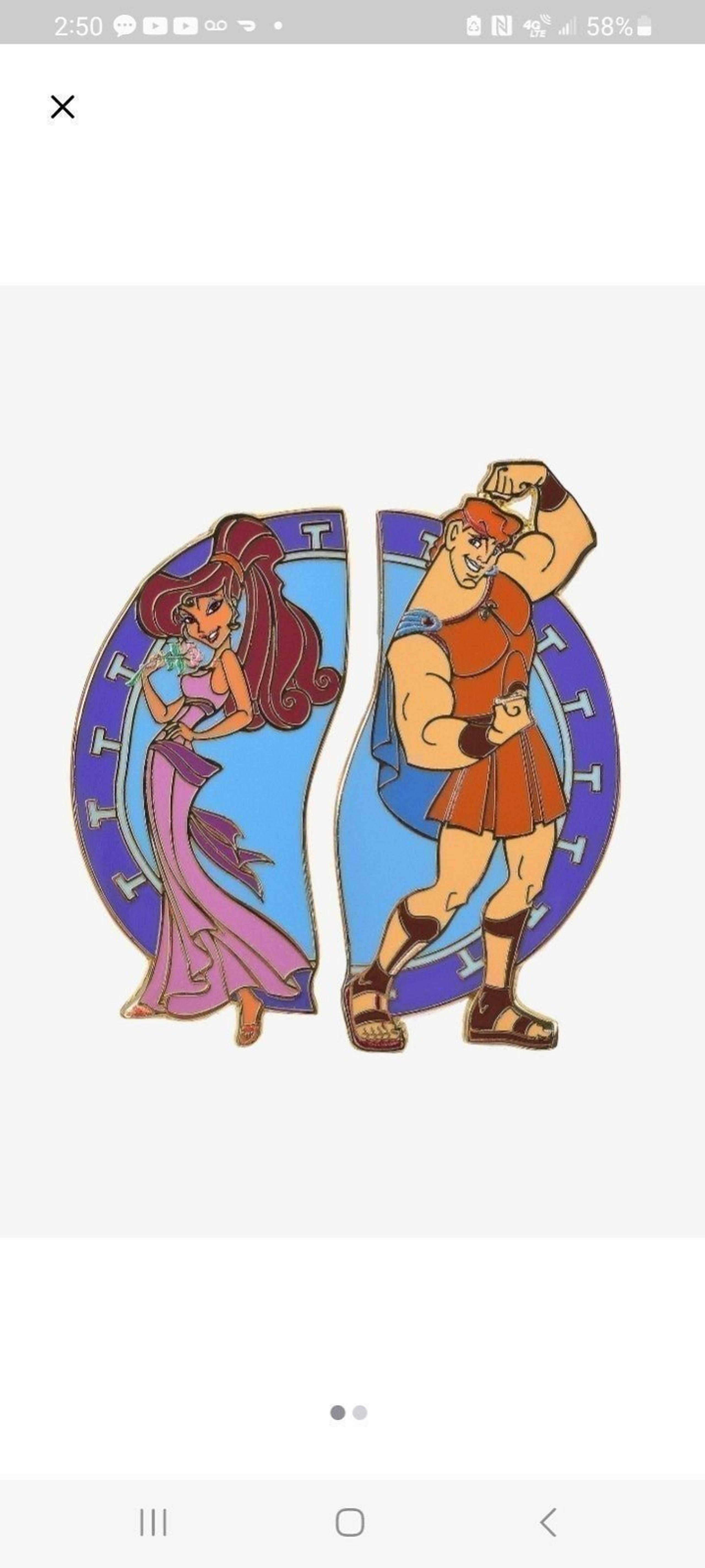Disney Couples Hercules Meg & Hercules 2 Enamel Pin Set NEW