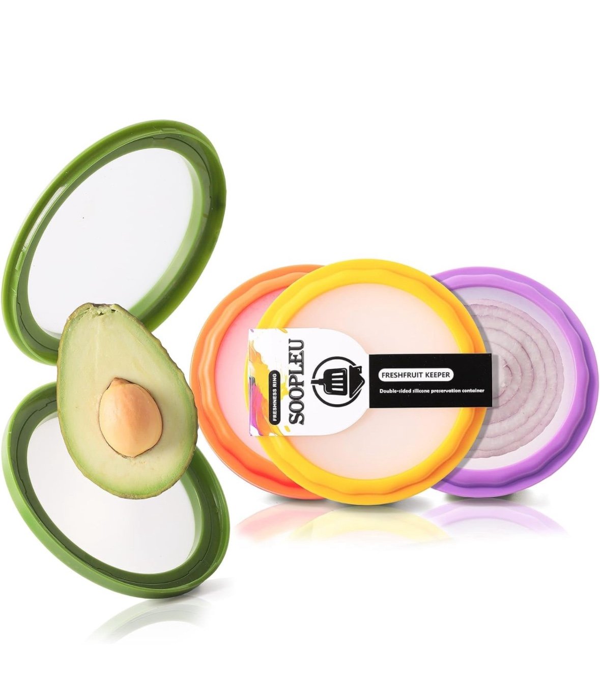 Avocado Saver and Tomato Holder - Set of 4 Reusable Storage Containers