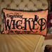 Halloween Throw Pillow Orange & Black with Black Embroidered Quote