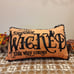 Halloween Throw Pillow Orange & Black with Black Embroidered Quote