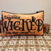 Halloween Throw Pillow Orange & Black with Black Embroidered Quote