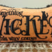 Halloween Throw Pillow Orange & Black with Black Embroidered Quote