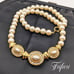 1980s Vintage Trifari Simulated Pearl Necklace with Clear Rhinestones Gold Tone