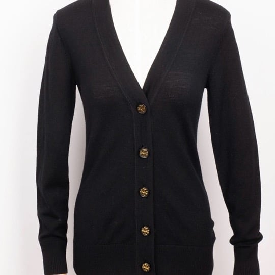 Tory Burch 100% wool logo buttons Cardigan black S