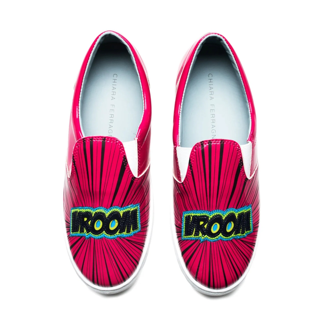 Chiara Ferragni Vroom Patent Leather Slip On Sneakers Pink Size 7