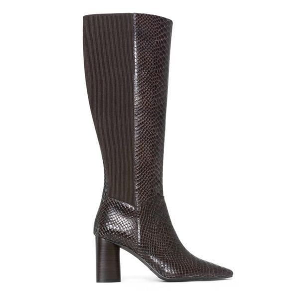 DONALD J PLINER Houda Snakeskin Embossed Knee High Leather Boots