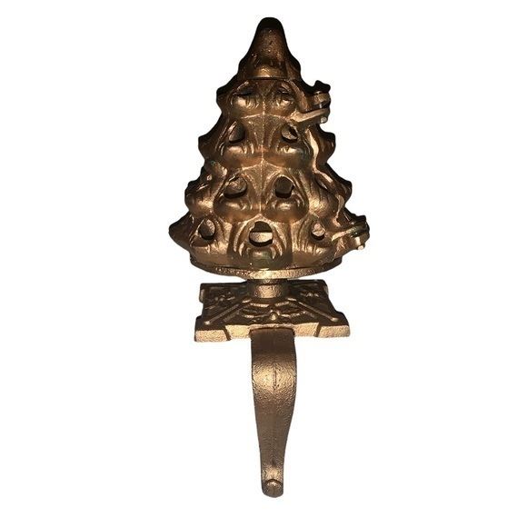 Vintage cast iron Christmas tree candle stocking hook