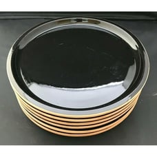 Dansk Black Stoneware Dinner Plate 11 5/8 Brown Trim