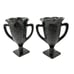 2 LE Smith Art Deco Trophy Vases Black Milk Glass Loving Cup Dancing Nymphs